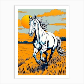 White Horse Run A Field Art Print