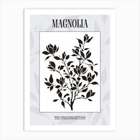 Magnolia Tree Simple Geometric Nature Stencil 3 Poster Art Print