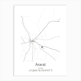 Ararat,Australia Minimalist Map Art Print