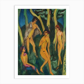 Four Nudes Under Trees, Ernst Ludwig Kirchner Art Print