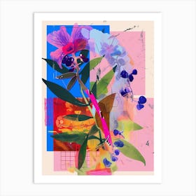 Bluebonnet 5 Neon Flower Collage Art Print