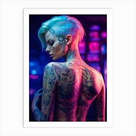 Sexy Girl with Tattoos on her Back Art Print