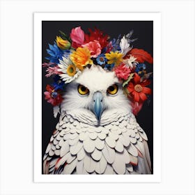 Bird With A Flower Crown Snowy Owl 1 Art Print