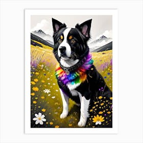 Rainbow Border Collie 2 Art Print