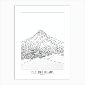 Pico De Orizaba Mexico Line Drawing 6 Poster Art Print