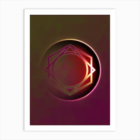 Geometric Neon Glyph on Jewel Tone Triangle Pattern 298 Art Print