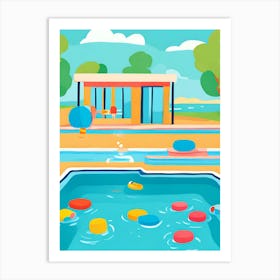 Cartoon Swimming Pool Art Print