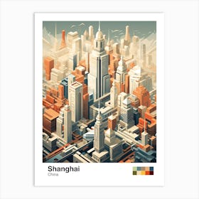 Shanghai, China, Geometric Illustration 3 Poster Art Print