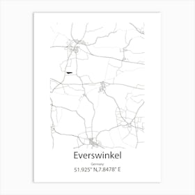 Everswinkel,Germany Minimalist Map Art Print