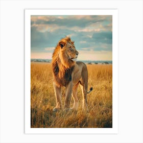 Lion In The Savannah 1 Art Print