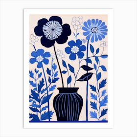 Blue Flower Illustration Queen Annes Lace 4 Art Print