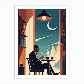 Man Sitting At A Table Art Print