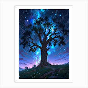 Tree In The Night Sky 2 Art Print