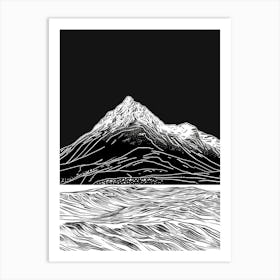 Slieve Donard Mountain Line Drawing 1 Art Print