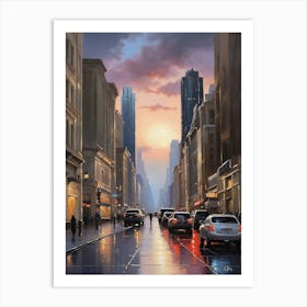 New York City At Dusk Art Print