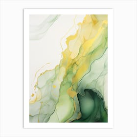 Green, White, Gold Flow Asbtract Painting 5 Art Print