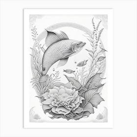 Utsurimono Koi Fish Haeckel Style Illustastration Art Print