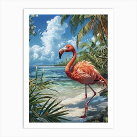 Greater Flamingo Ria Celestun Biosphere Reserve Tropical Illustration 1 Art Print