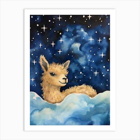 Baby Llama 3 Sleeping In The Clouds Art Print