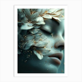 Portrait Of A Woman With Flowers Poster