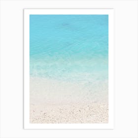 Milos, Greece I Minimalist photography of turquoise water on Mediterranean Sea on a paradise beach with the pastel aesthetic of summer vacations on the French Riviera or in the Caribbean islands Art Print