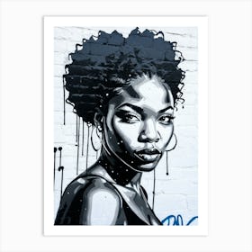 Graffiti Mural Of Beautiful Black Woman 34 Art Print