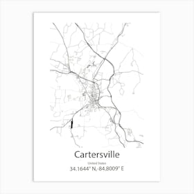 Cartersville,United States Minimalist Map Art Print