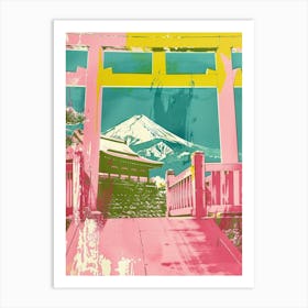 Hakone Japan Retro Duotone Silkscreen 1 Art Print