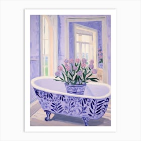 A Bathtube Full Lavender In A Bathroom 4 Art Print