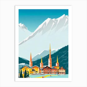 St Anton 2, Austria Midcentury Vintage Skiing Poster Art Print
