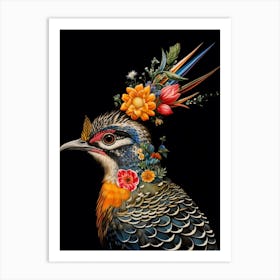 Bird With A Flower Crown Lark 4 Art Print