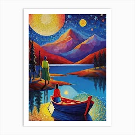 Two People In A Boat Art Print