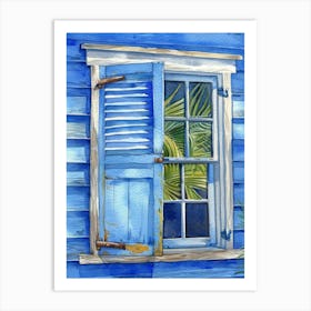 Blue Shuttered Window Art Print