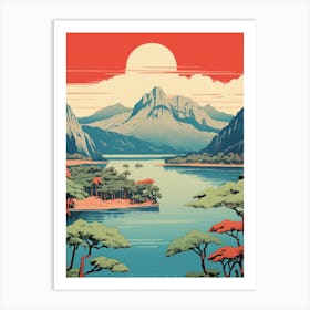 Lake Mashu, Japan Vintage Travel Art 3 Art Print