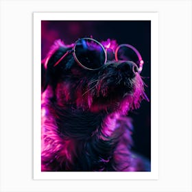 Beautiful Dog Under Neon Lights 18 Art Print