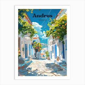 Andros Greece Beautiful Travel Art Illustration Art Print