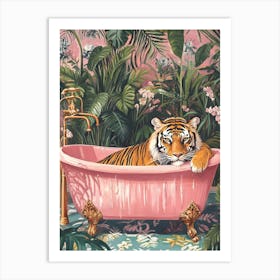 Tiger In Pink Bathtub Art Print