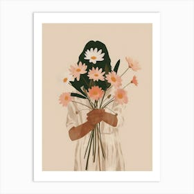 Spring Girl With Pink Flowers 6 Art Print