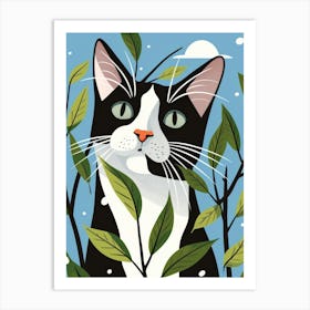 Black And White Cat 12 Art Print