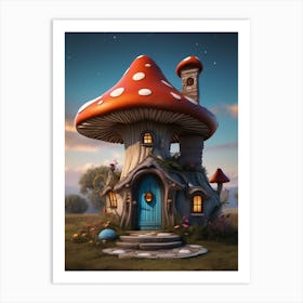 Witchy Vibes Mushroom House Art Print
