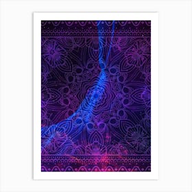 Cosmic mandala #9 - space neon poster Art Print