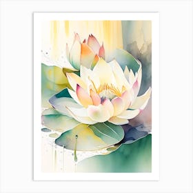 Double Lotus Storybook Watercolour 1 Art Print