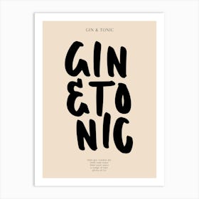 Gin & Tonic Black Typography Print Art Print