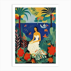 Hawaiian Girl Beach Art Print