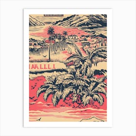 Malibu, California, Inspired Travel Pattern 3 Art Print