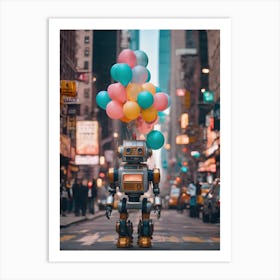 Robot With Balloons 1 Art Print