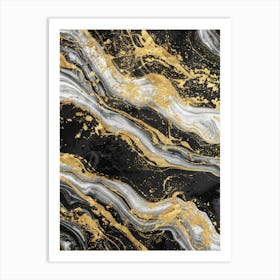 Abstract Gold And Black Marble Art Print