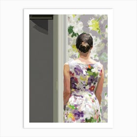 Woman In A Floral Dress Art Print