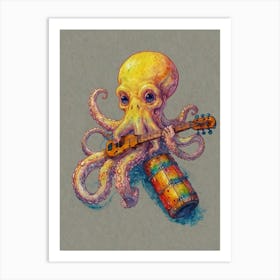 Octopus Playing Guitar 2 Art Print