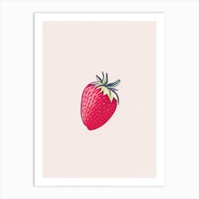 A Single Strawberry, Fruit, Minimal Line Drawing 1 Art Print
